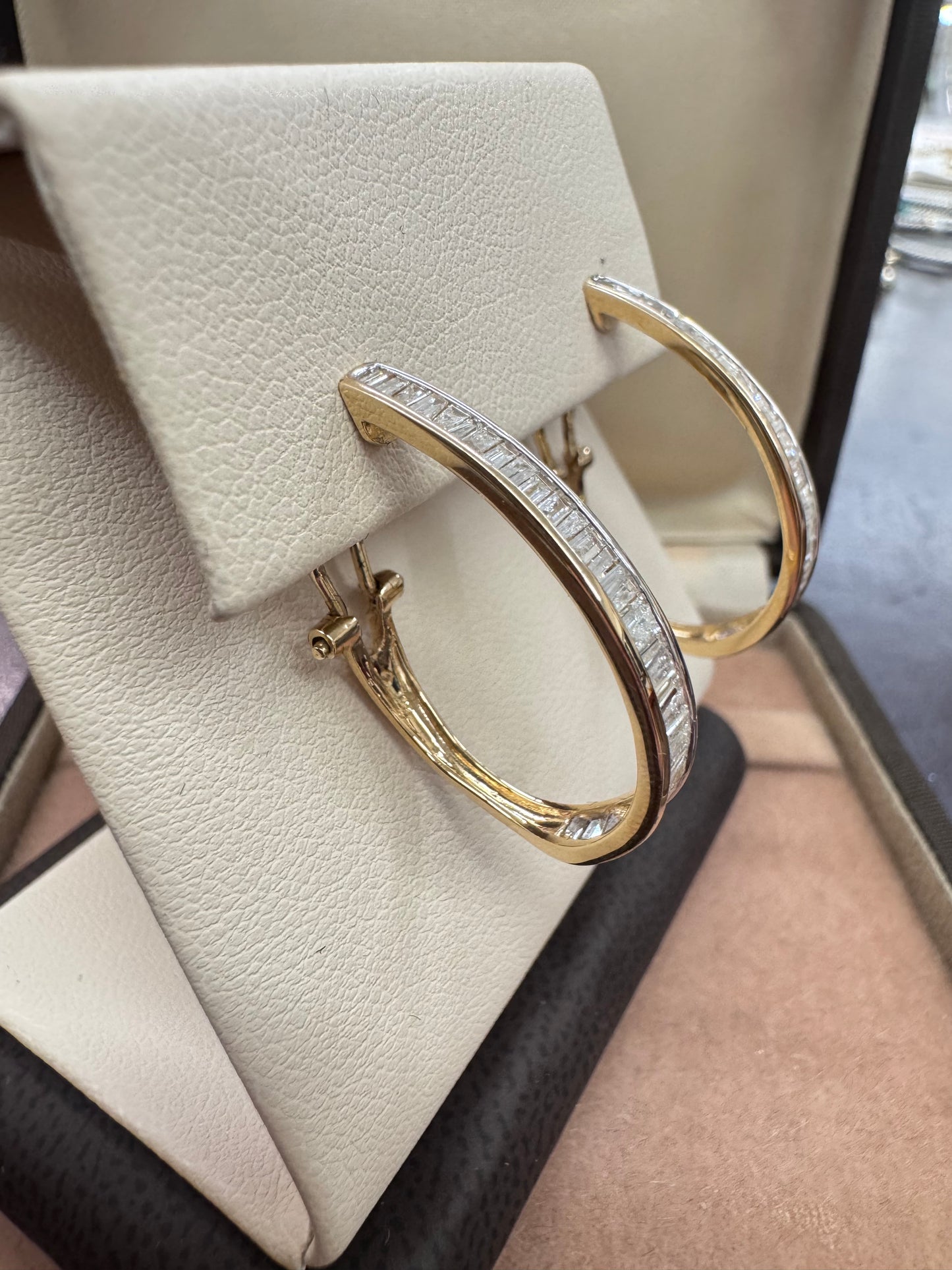 Baguette Diamond Hoops