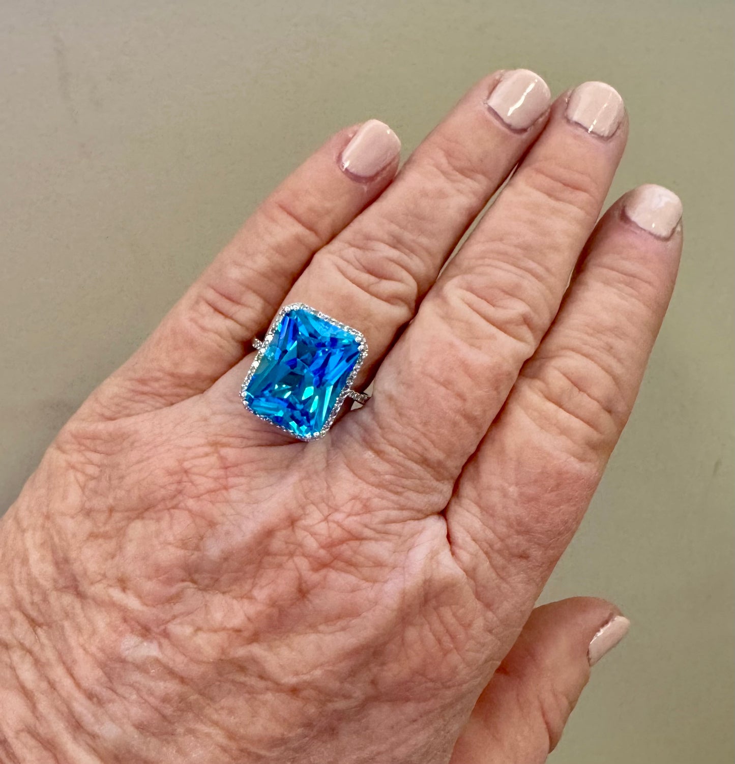 Blue Topaz and Diamond ring