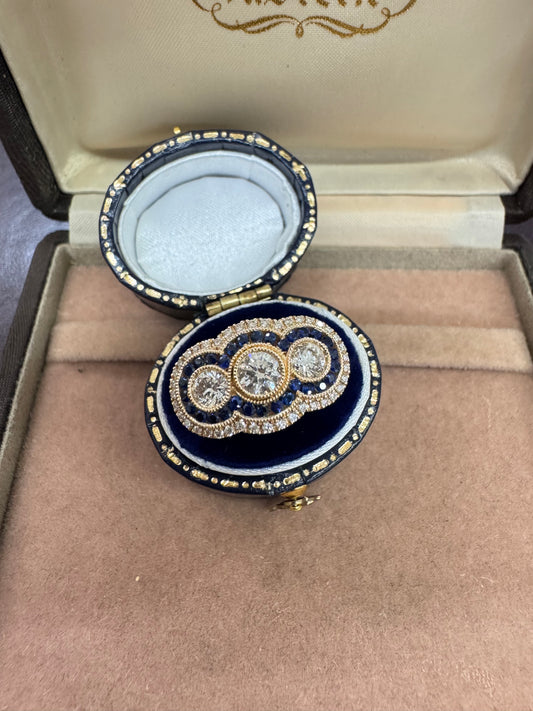 1.12ct Diamond and Sapphire ring