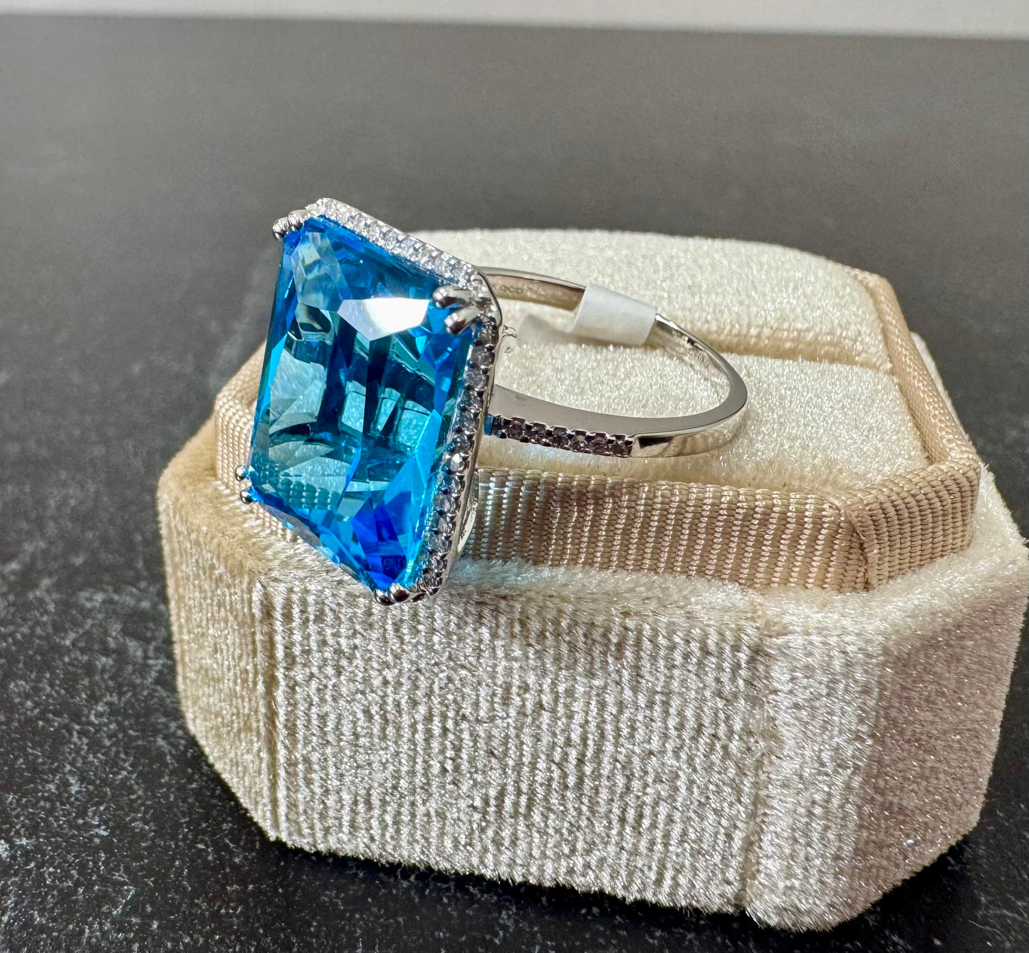 Blue Topaz and Diamond ring