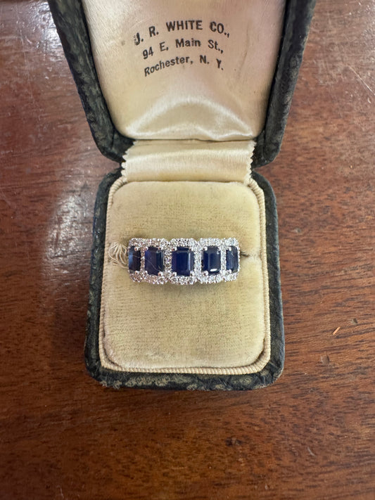 1.75ct Emerald-Cut Sapphire and Diamond Ring