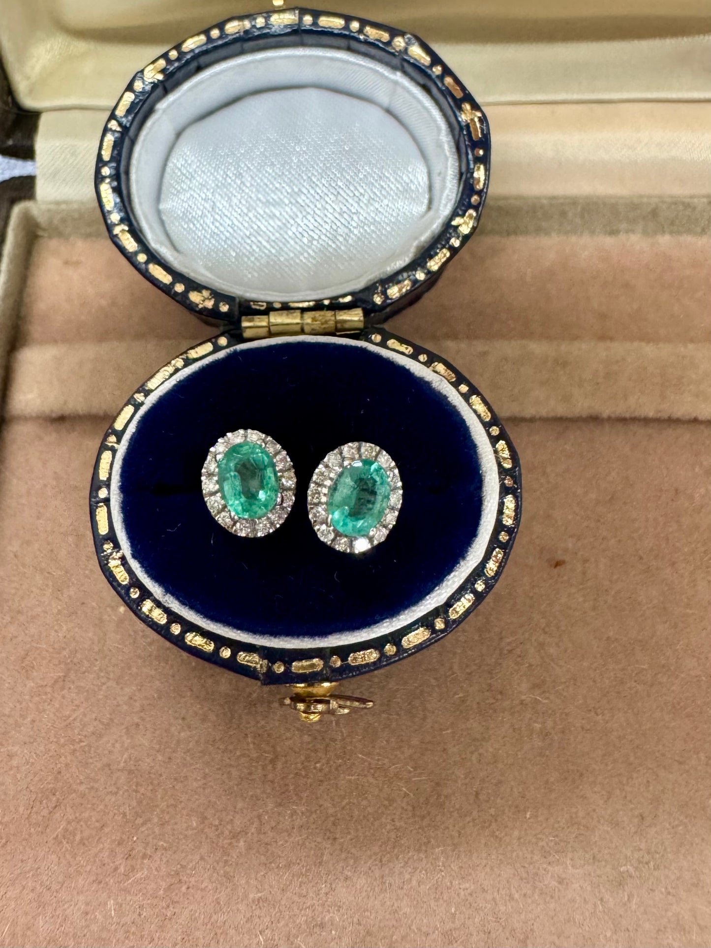 Emerald and Diamond studs