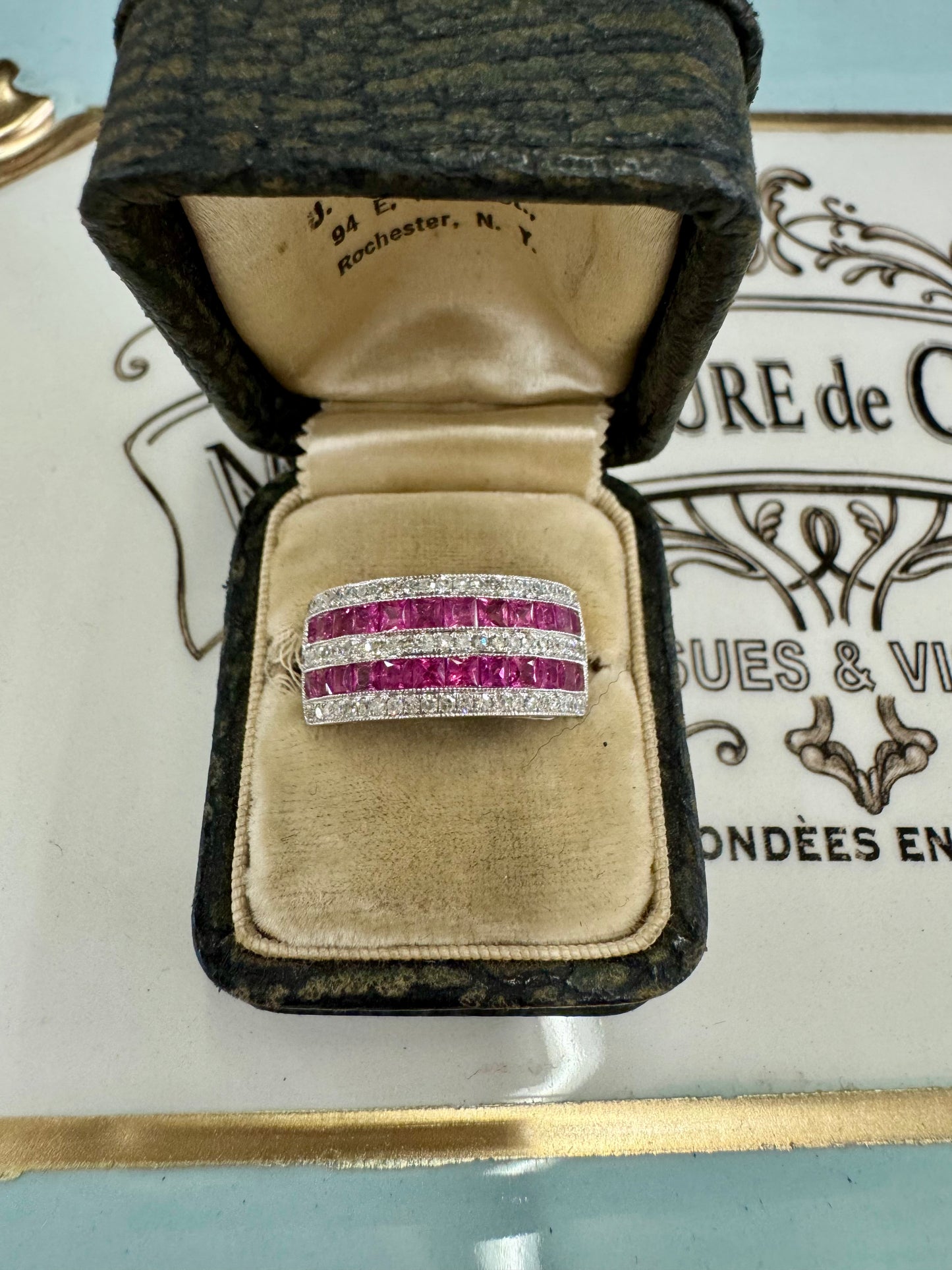 Ruby and Diamond Wide Band Ring