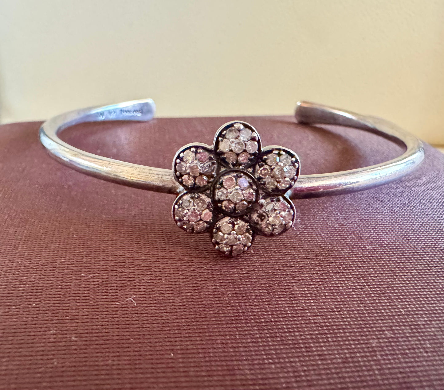 Diamond flower Sterling cuff