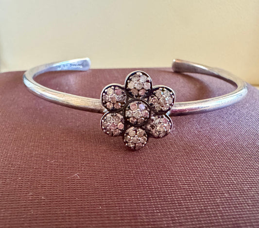 Diamond flower Sterling cuff