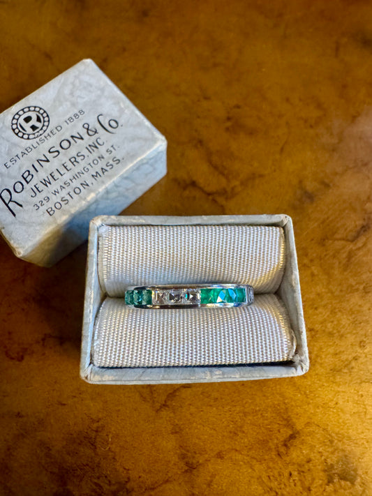 Vintage Emerald and Diamond band