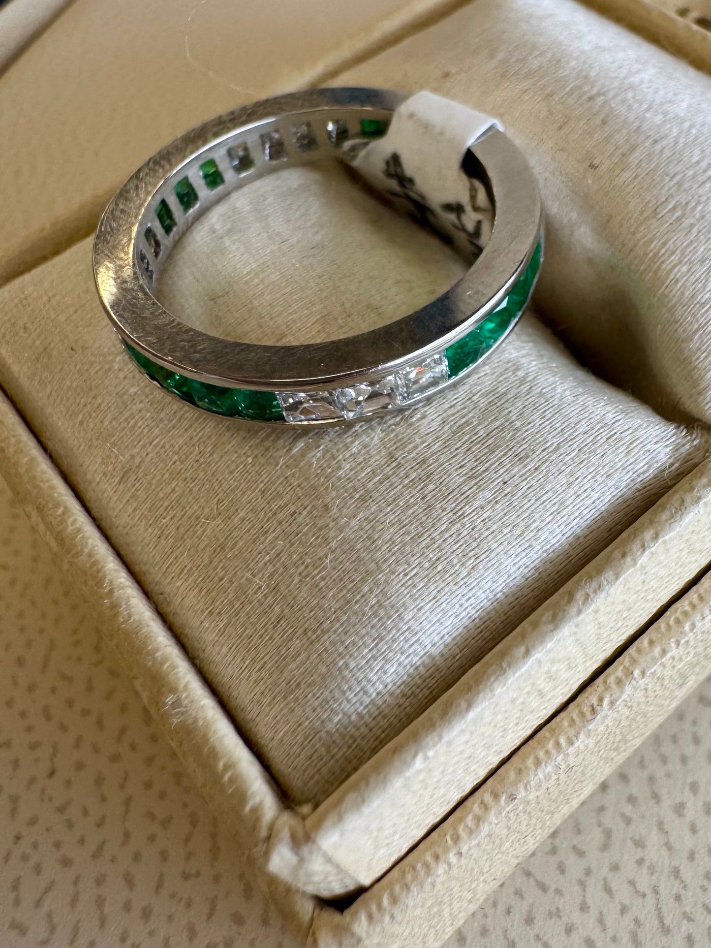Vintage Emerald and Diamond band