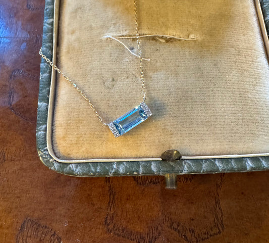 Blue Topaz and Diamond pendant