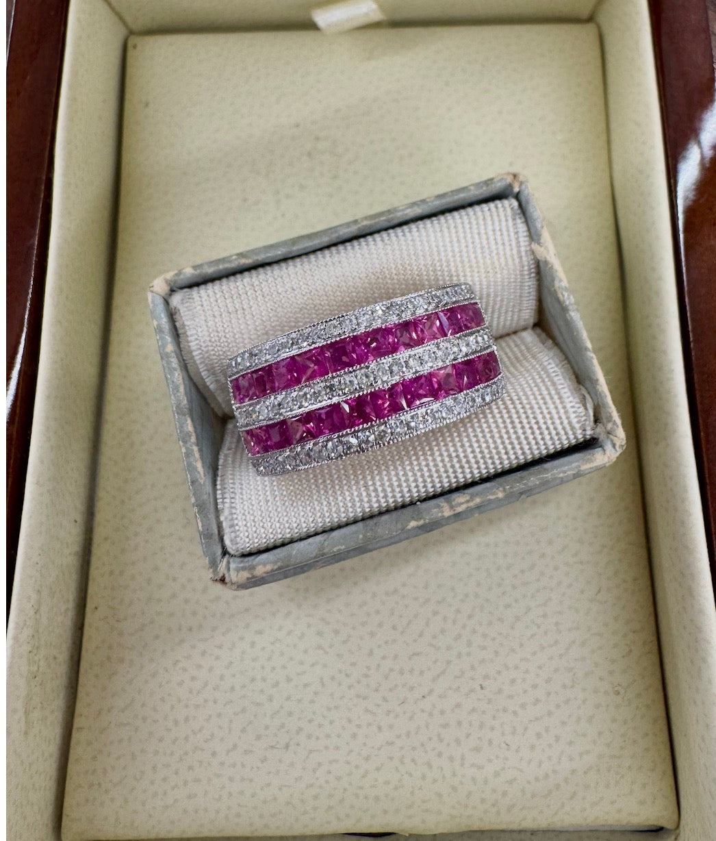 Ruby and Diamond Wide Band Ring