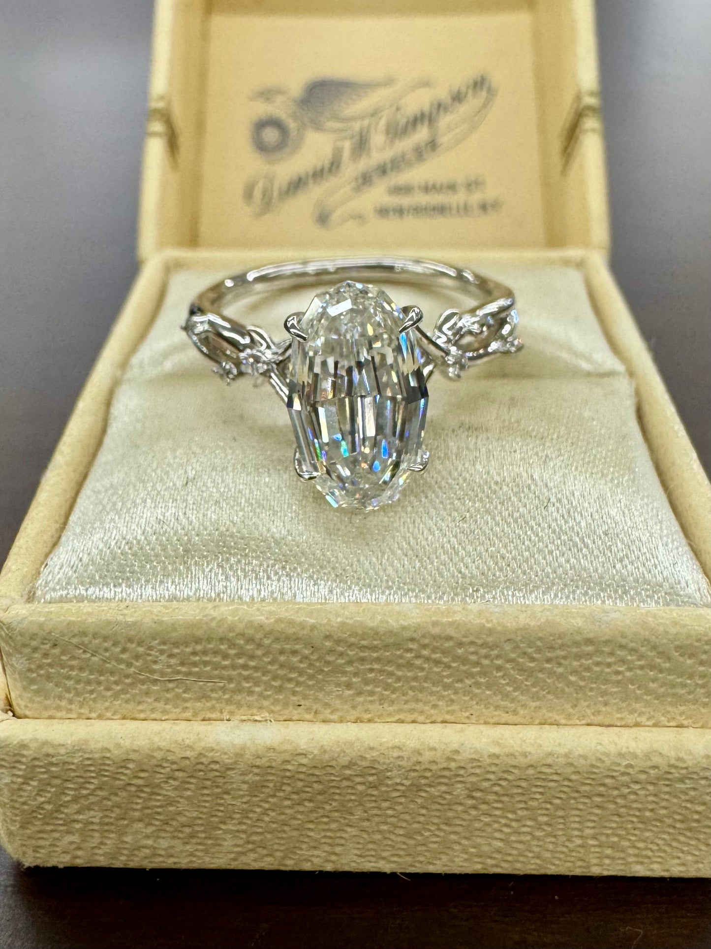 3.13ct Criss cut lab grown diamond ring