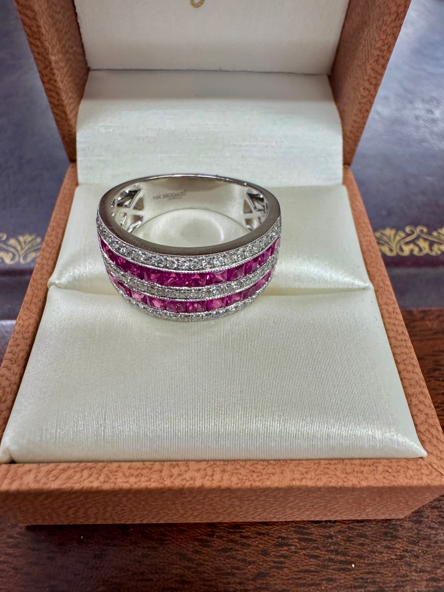 Ruby and Diamond Wide Band Ring
