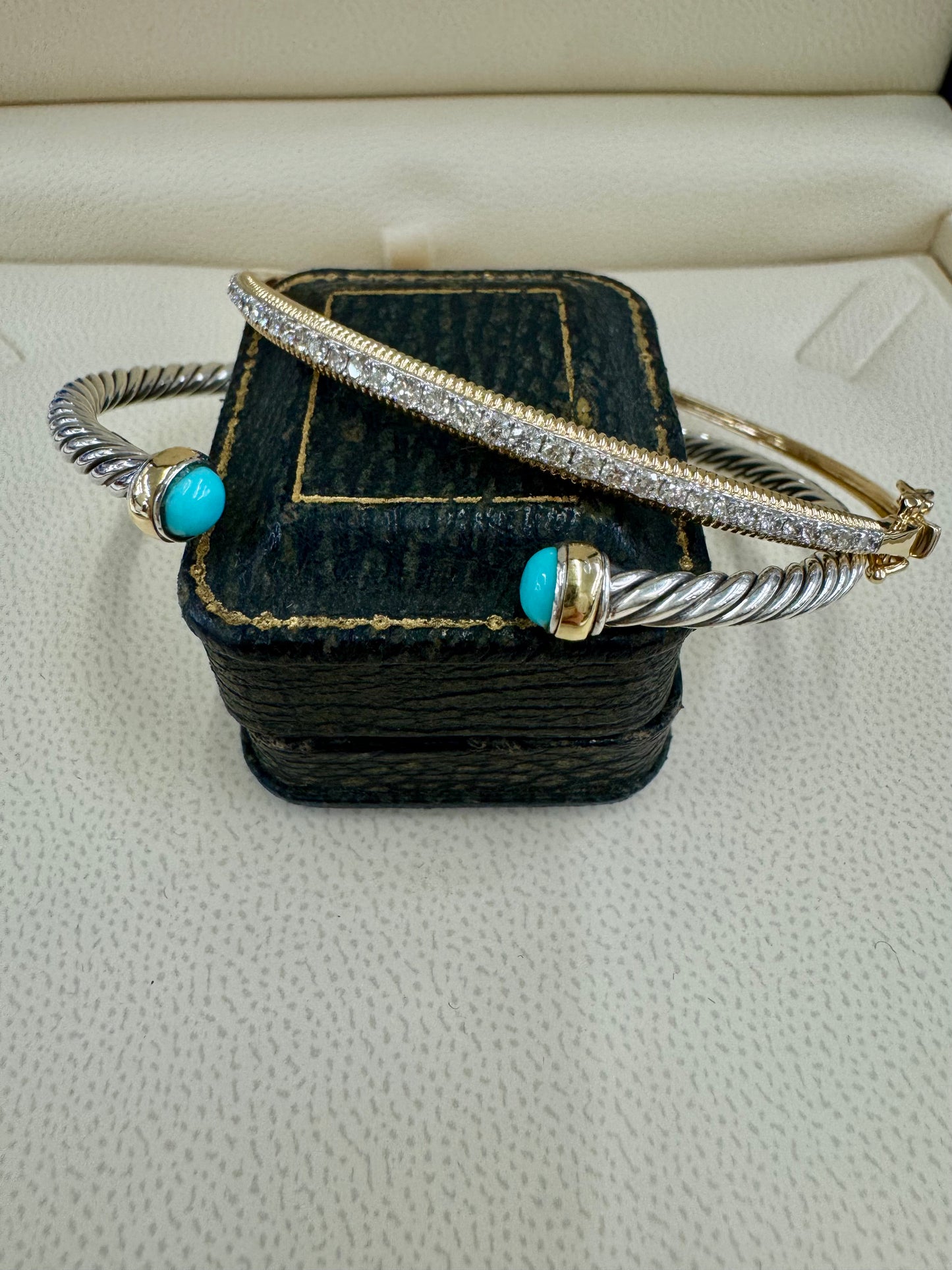 Sterling and 18k cuffs