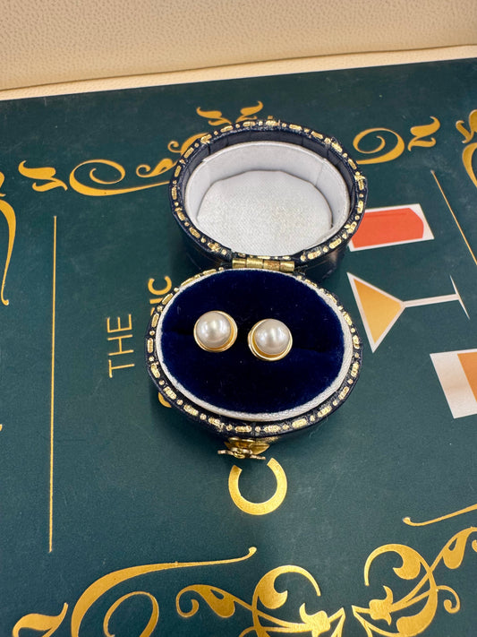14K Yellow Gold Baby Pearl Stud Earrings