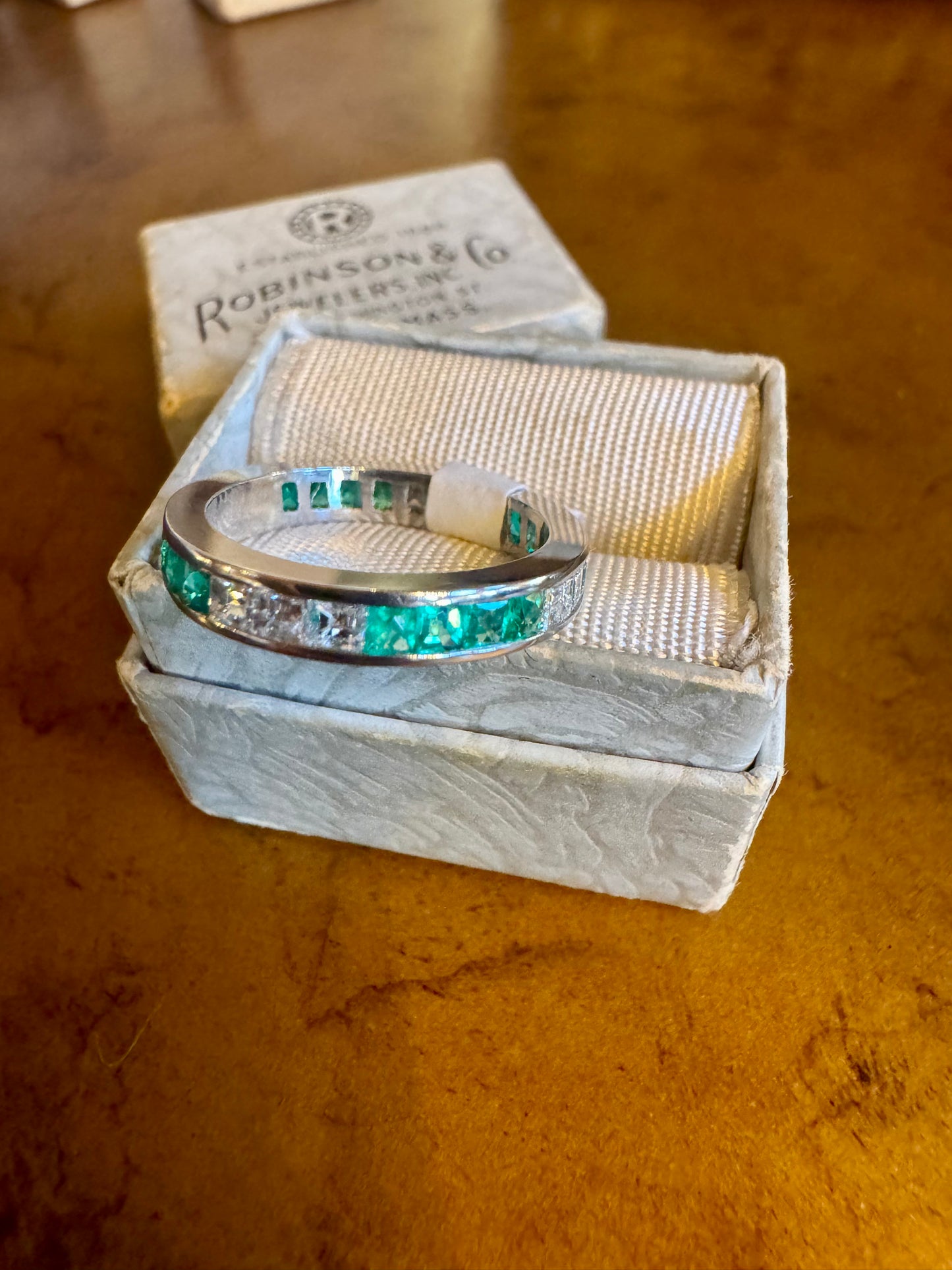 Vintage Emerald and Diamond band