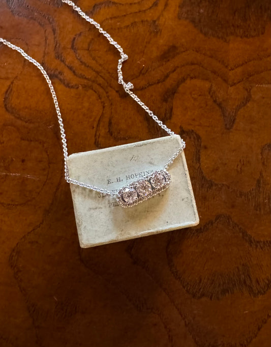 .76ct 3 Diamond halo necklace