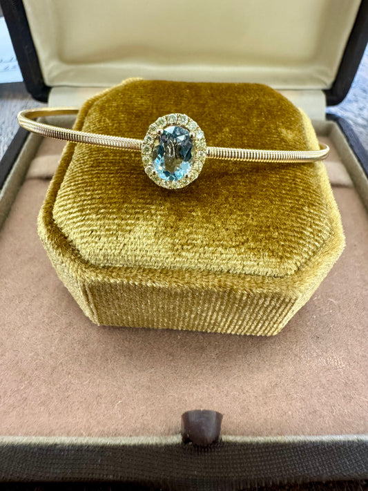Aquamarine and Diamond cuff bracelet