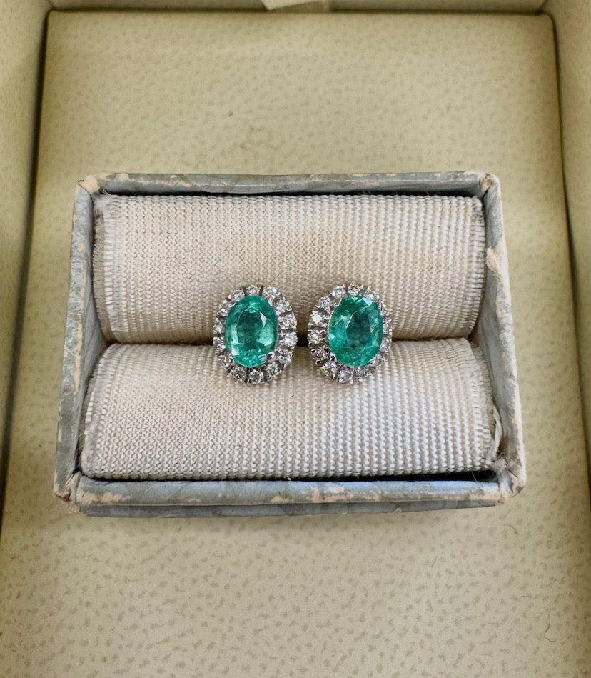 Emerald and Diamond studs
