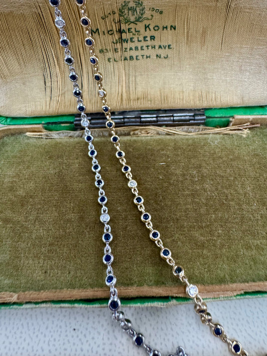 Sapphire and Diamond by the yard bracelet