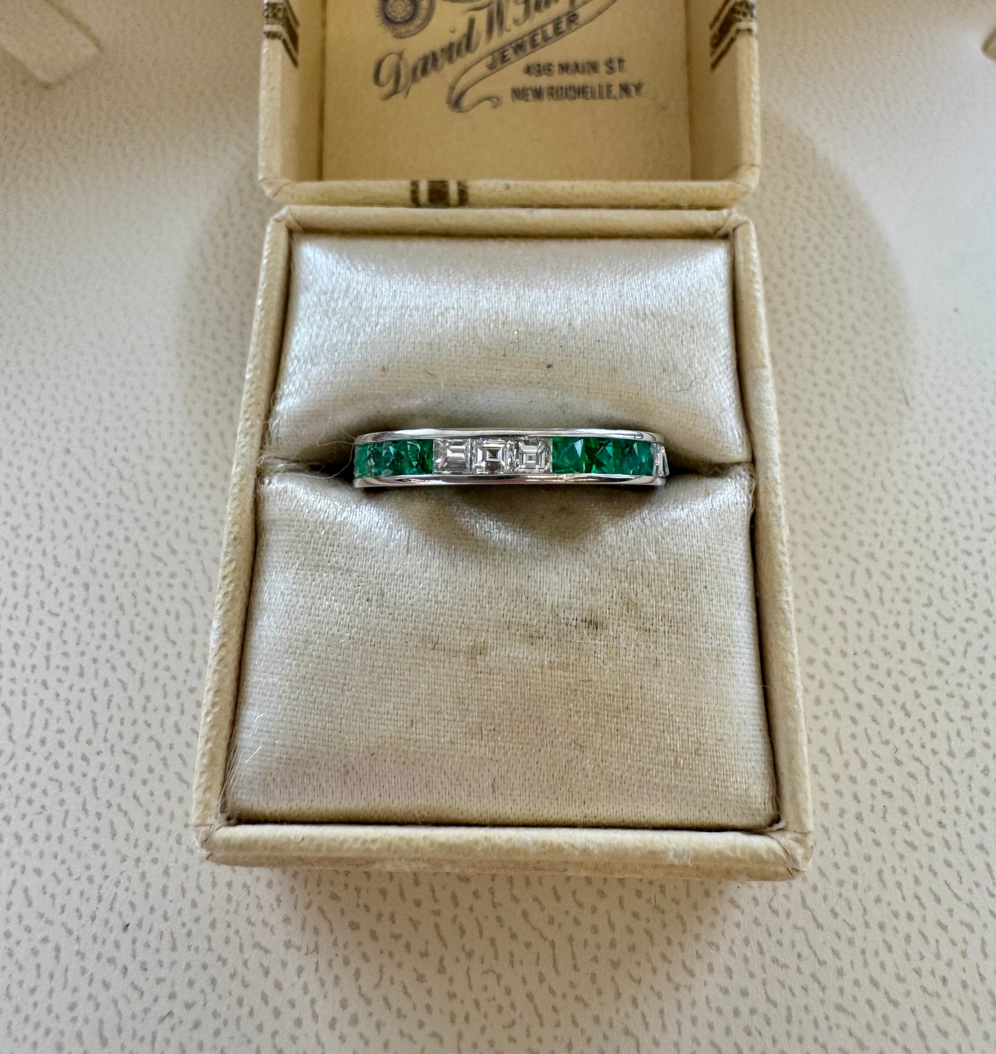 Vintage Emerald and Diamond band