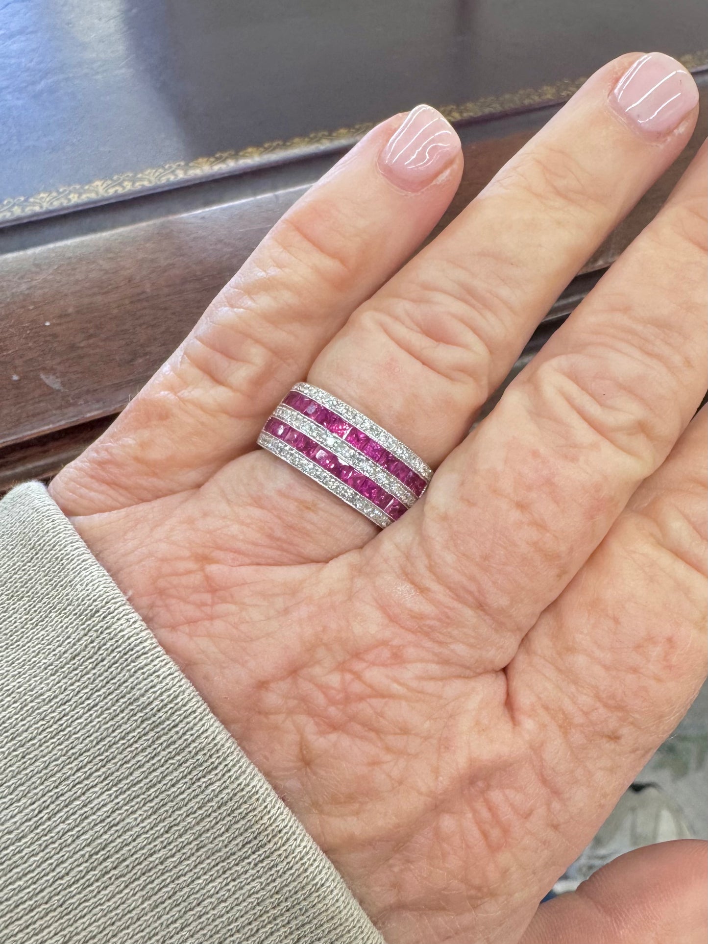 Ruby and Diamond Wide Band Ring