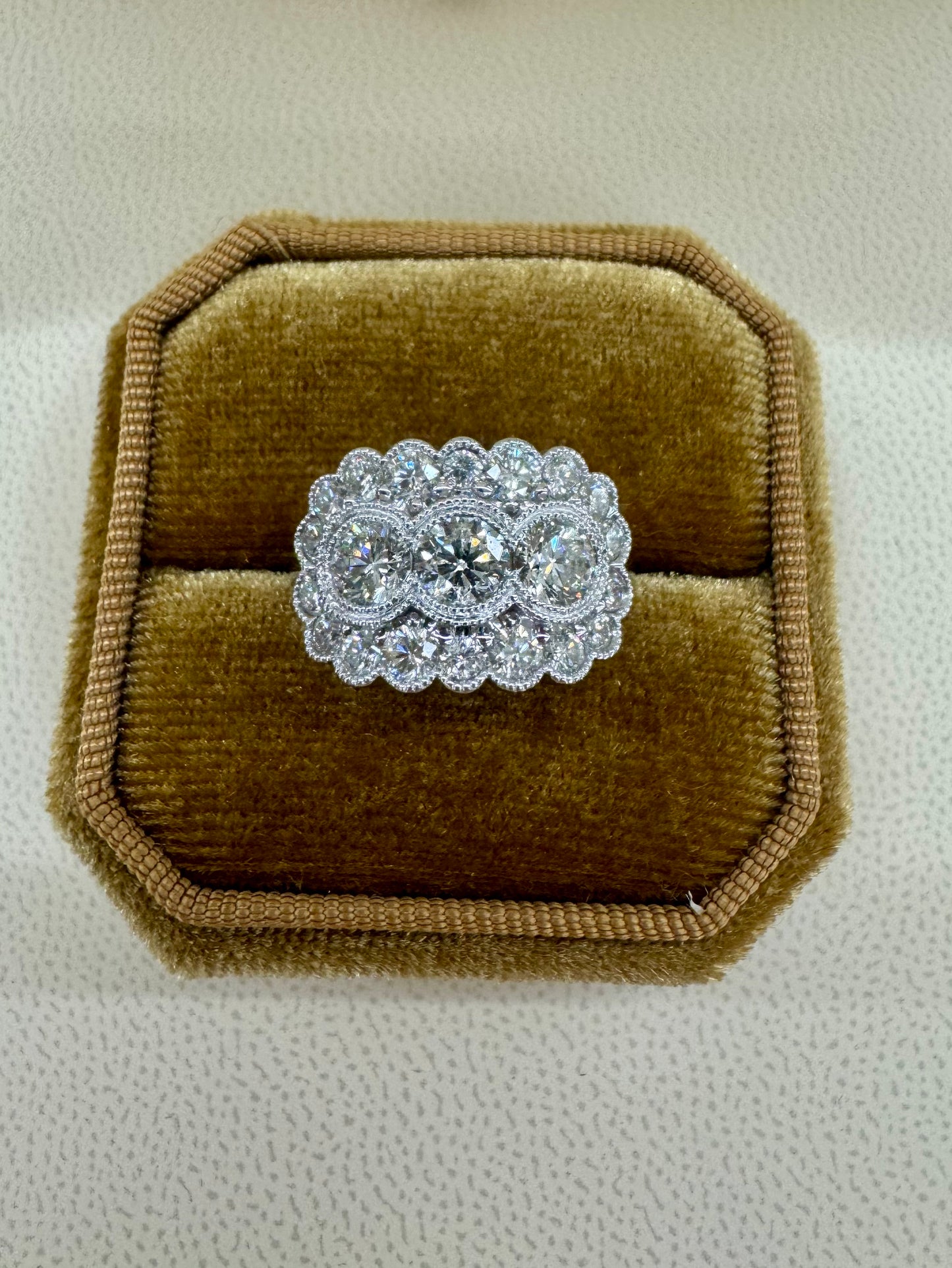 Triple Diamond Halo Ring