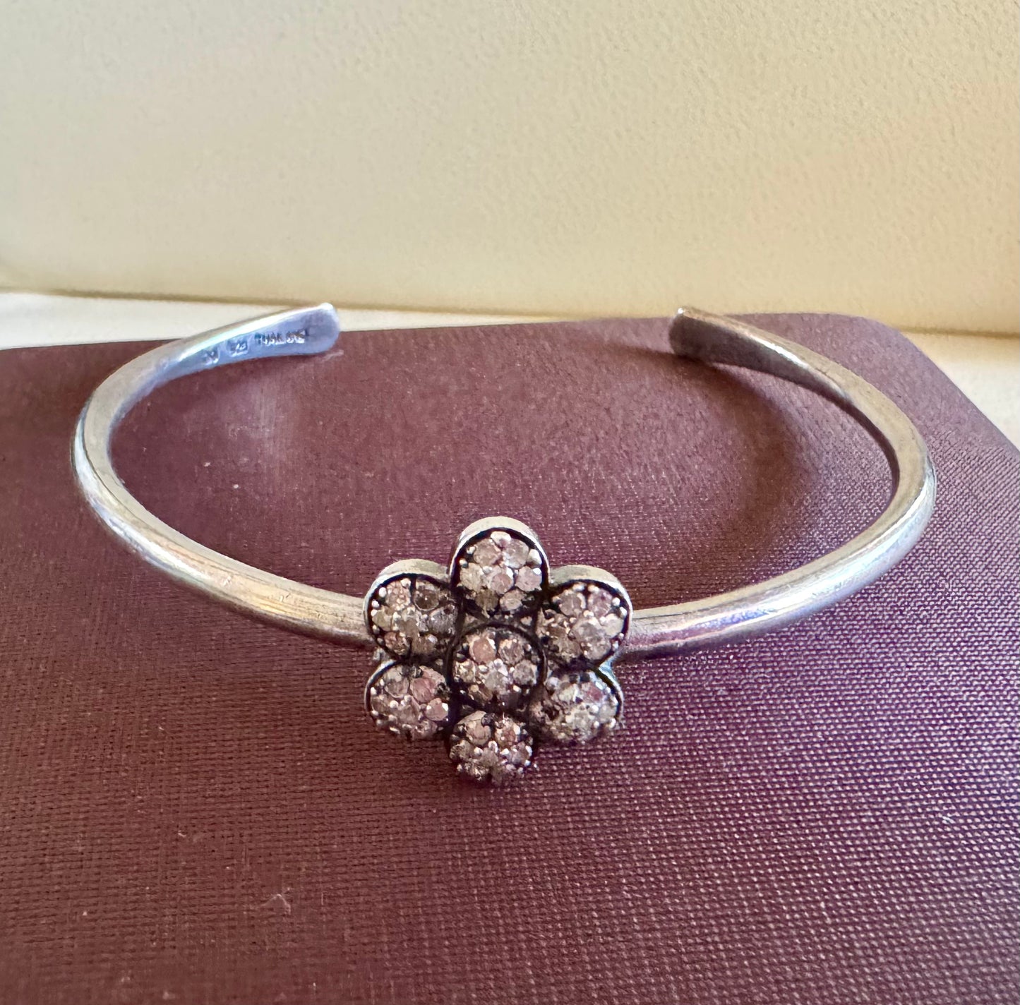 Diamond flower Sterling cuff