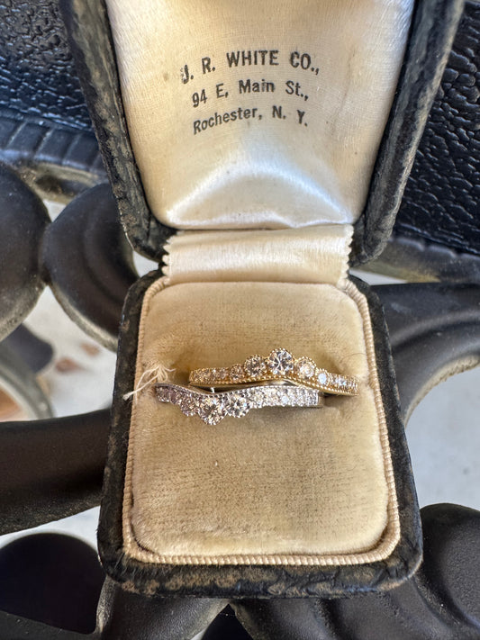 1/4ct Diamond curved band white or yellow gold