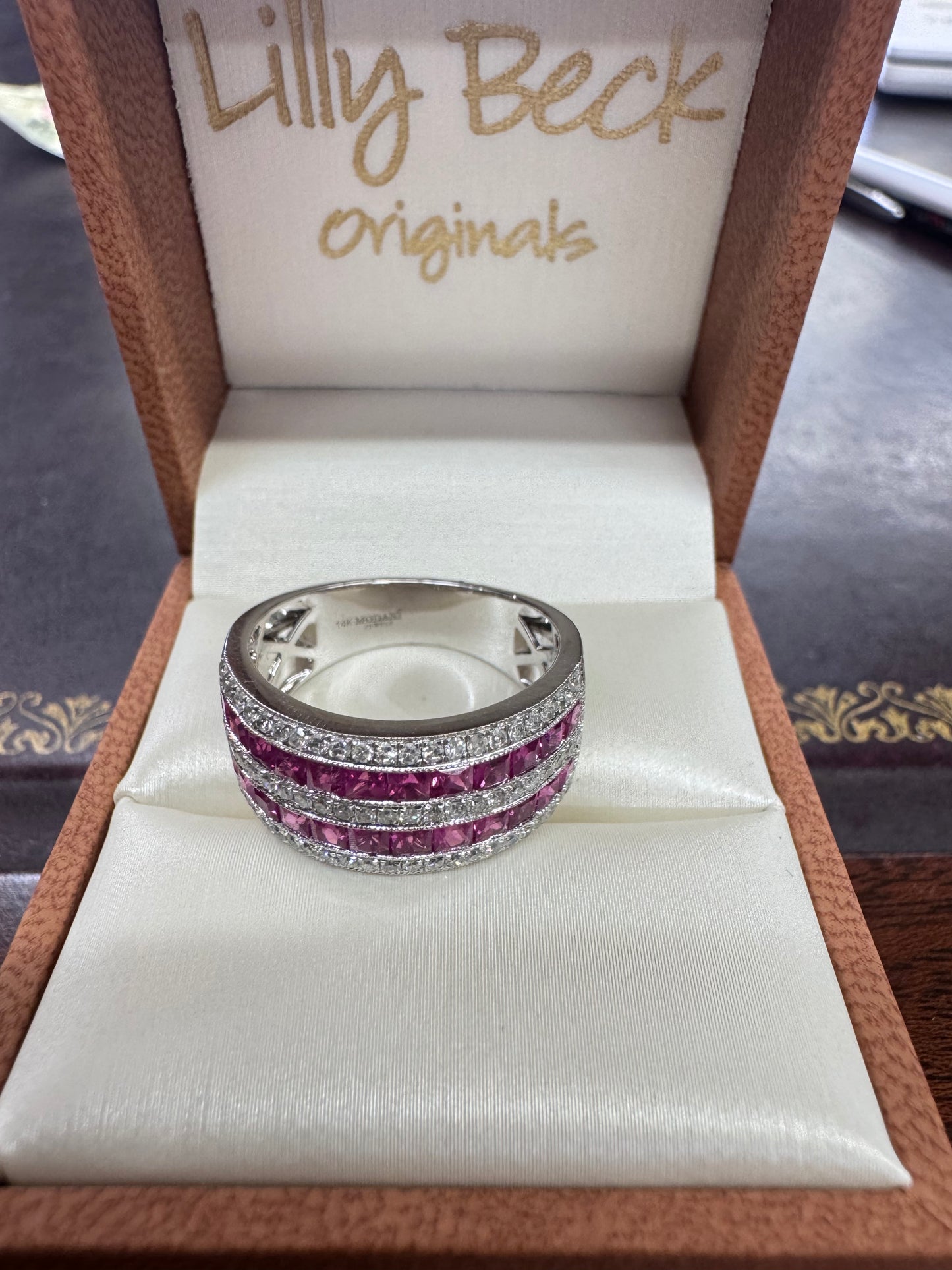 Ruby and Diamond Wide Band Ring