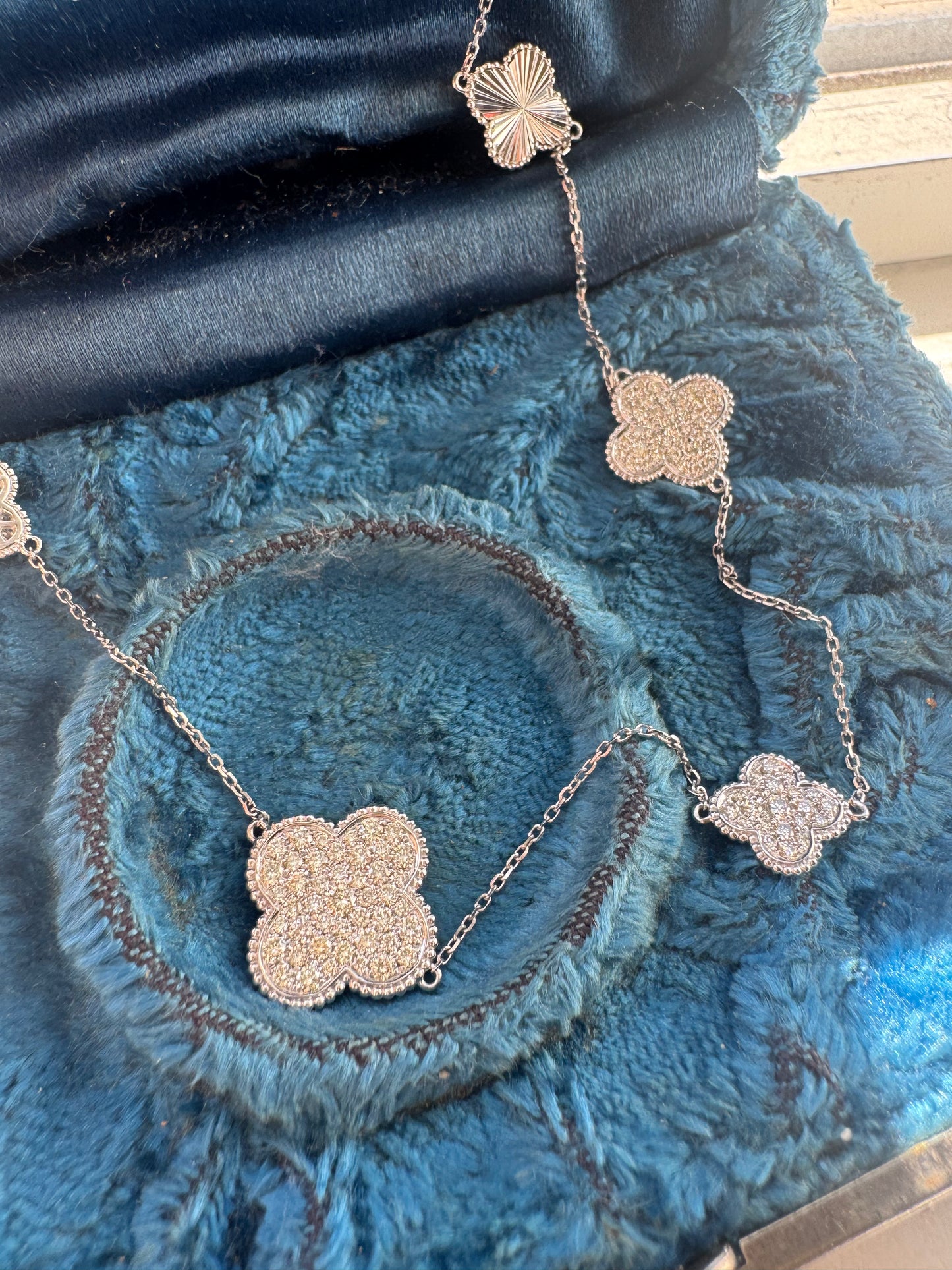 Diamond Clover Station Necklace
