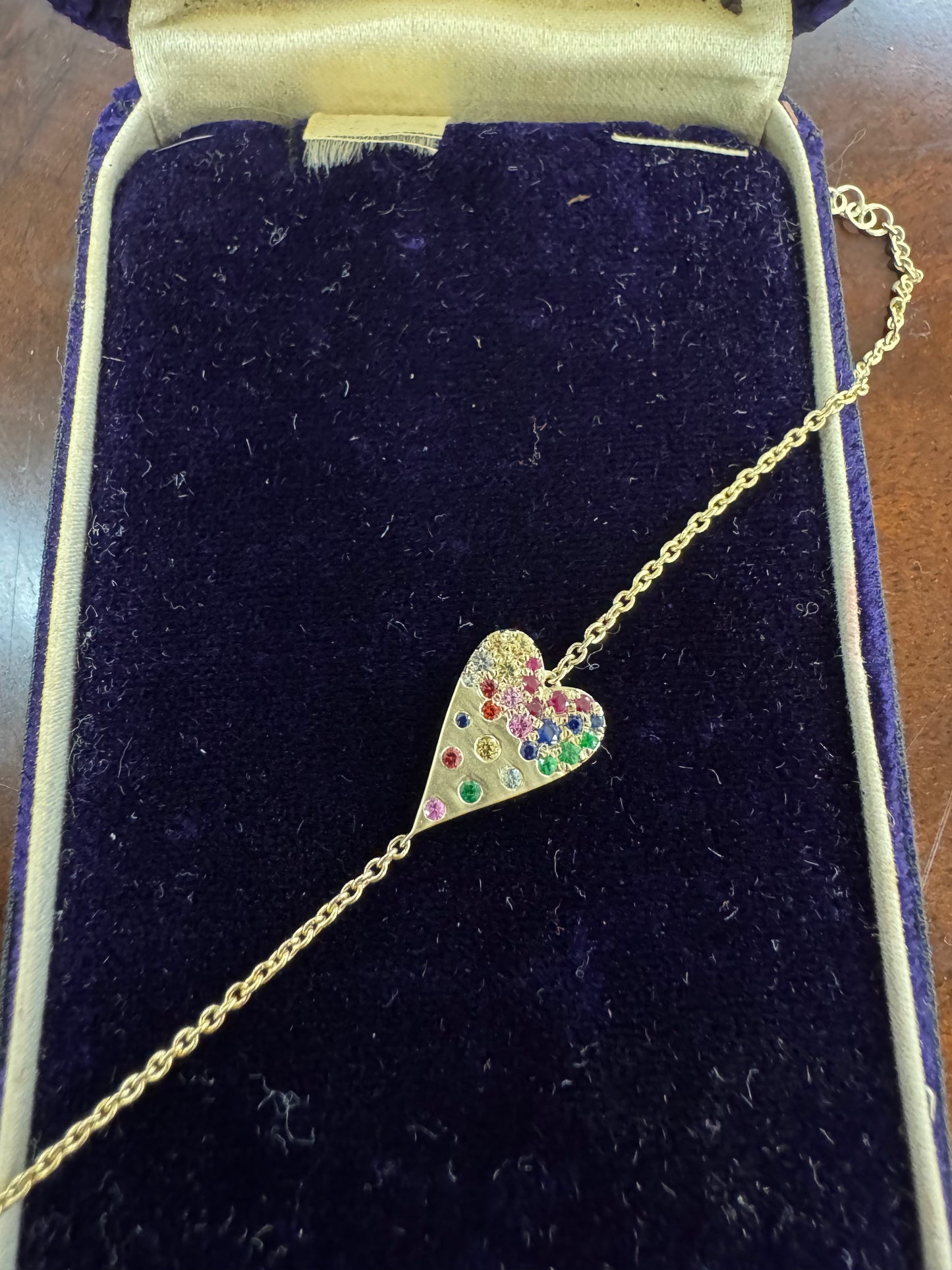Natural gemstone heart bracelet