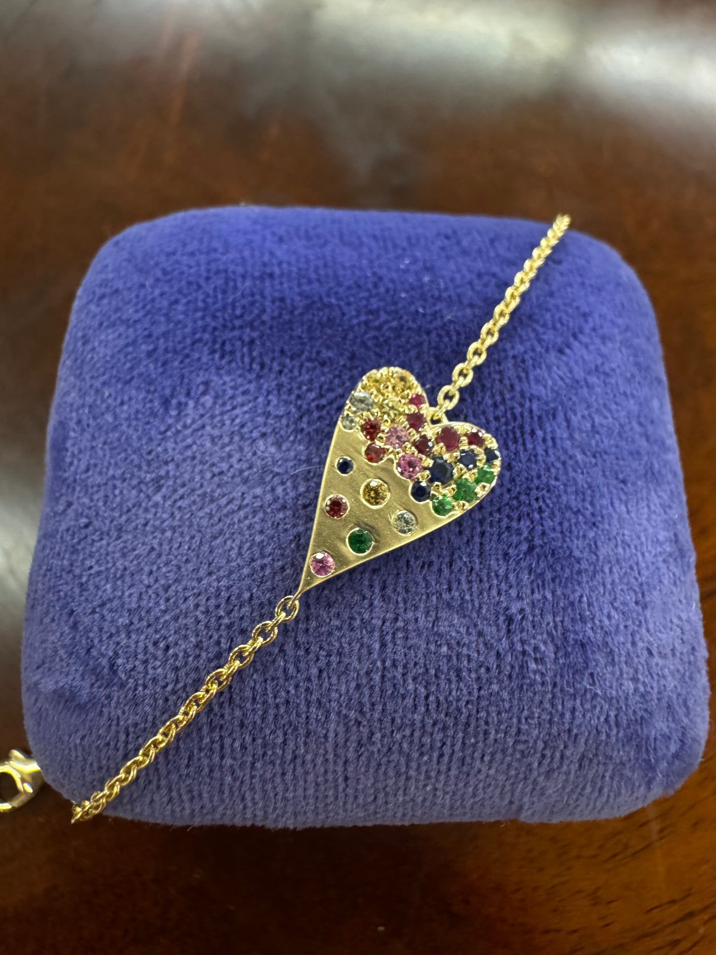 Natural gemstone heart bracelet