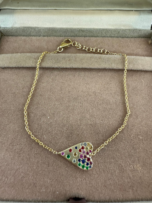 Natural gemstone heart bracelet