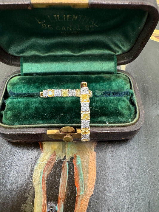 Yellow and white diamond hoops