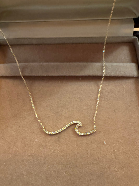 Diamond wave necklace
