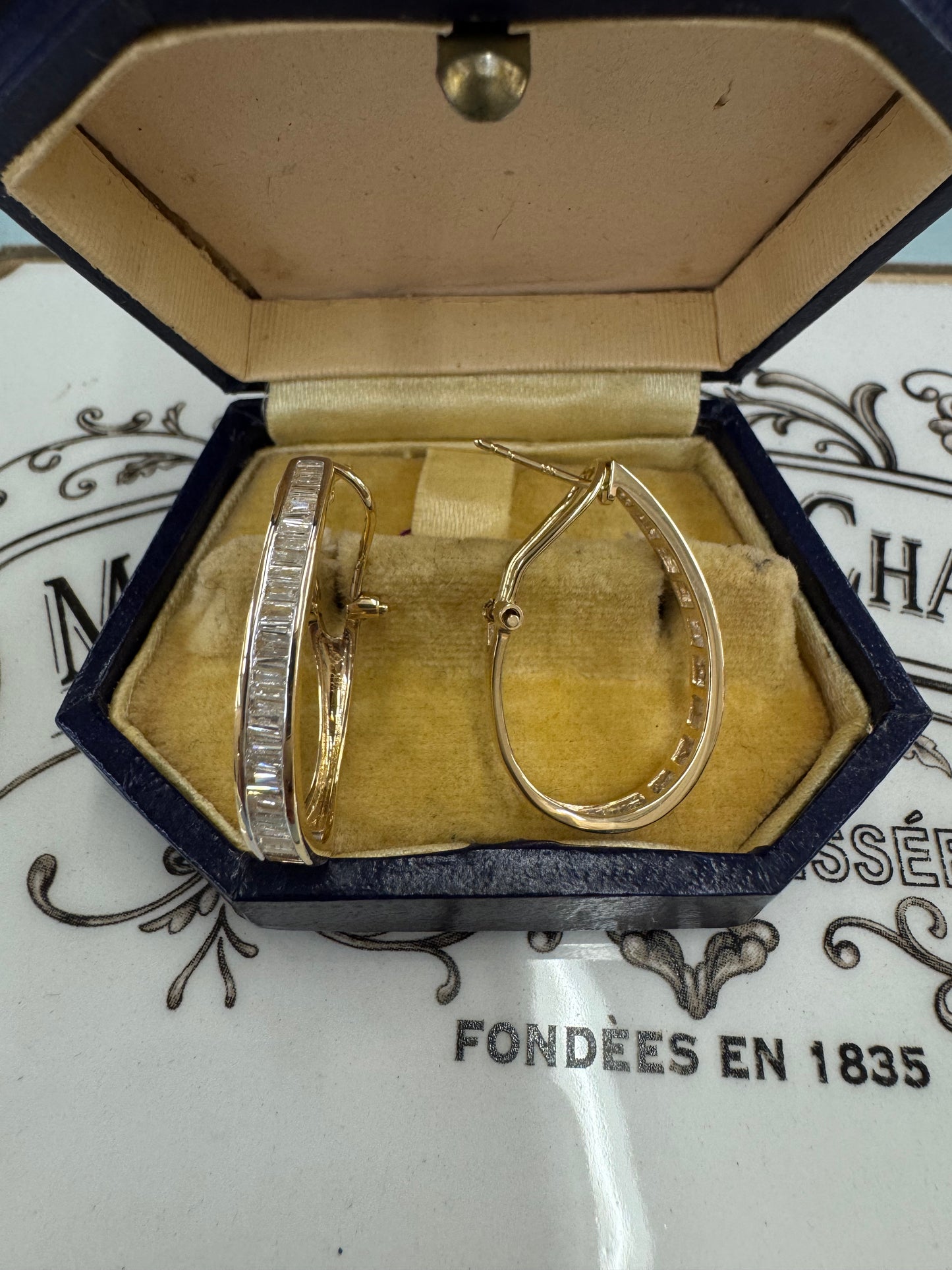 Baguette Diamond Hoops