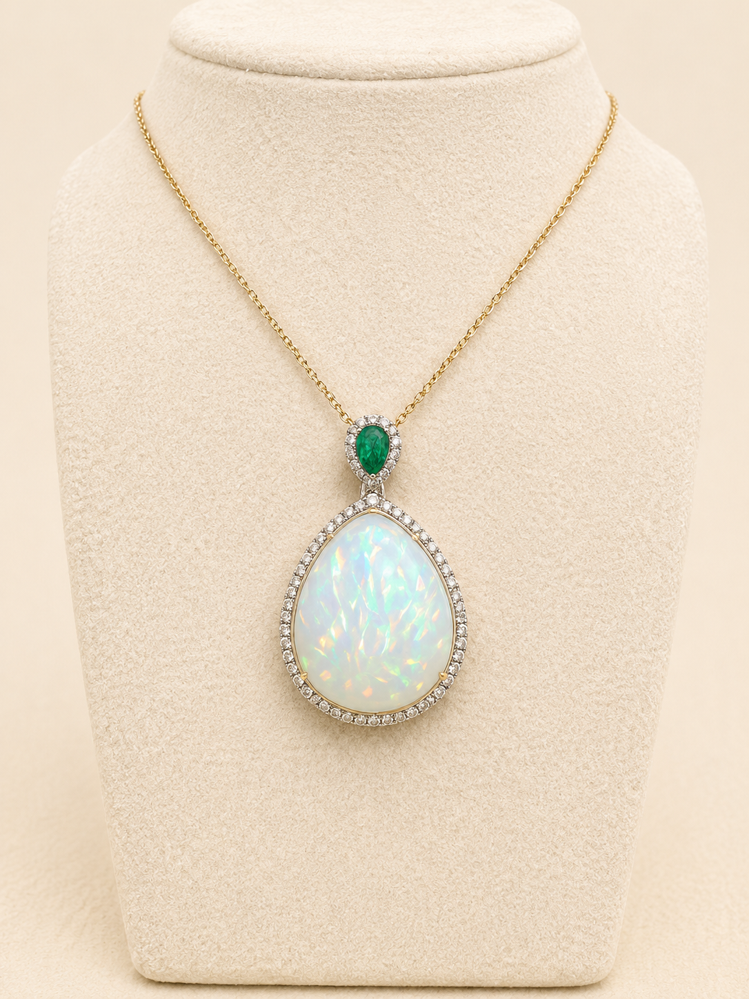 22.5ct Opal, Emerald  and Diamond Pendant