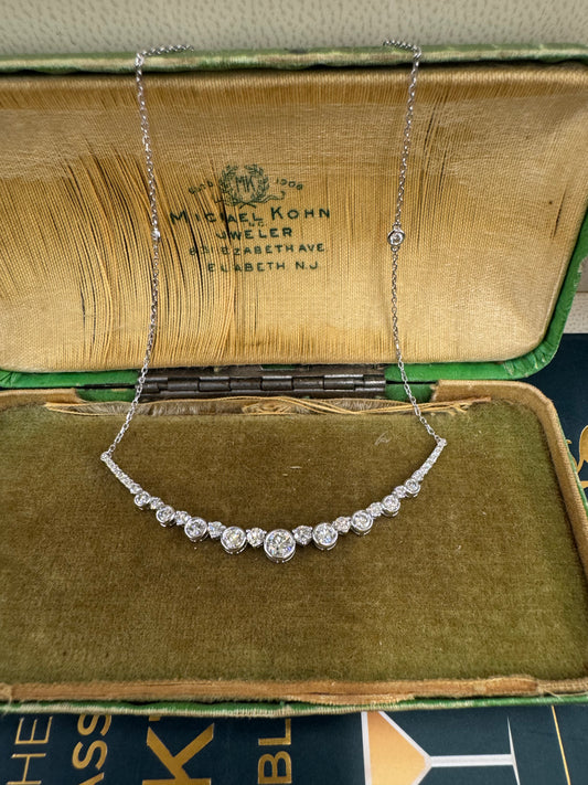 0.85ct Diamond Station Bar Necklace in Platinum