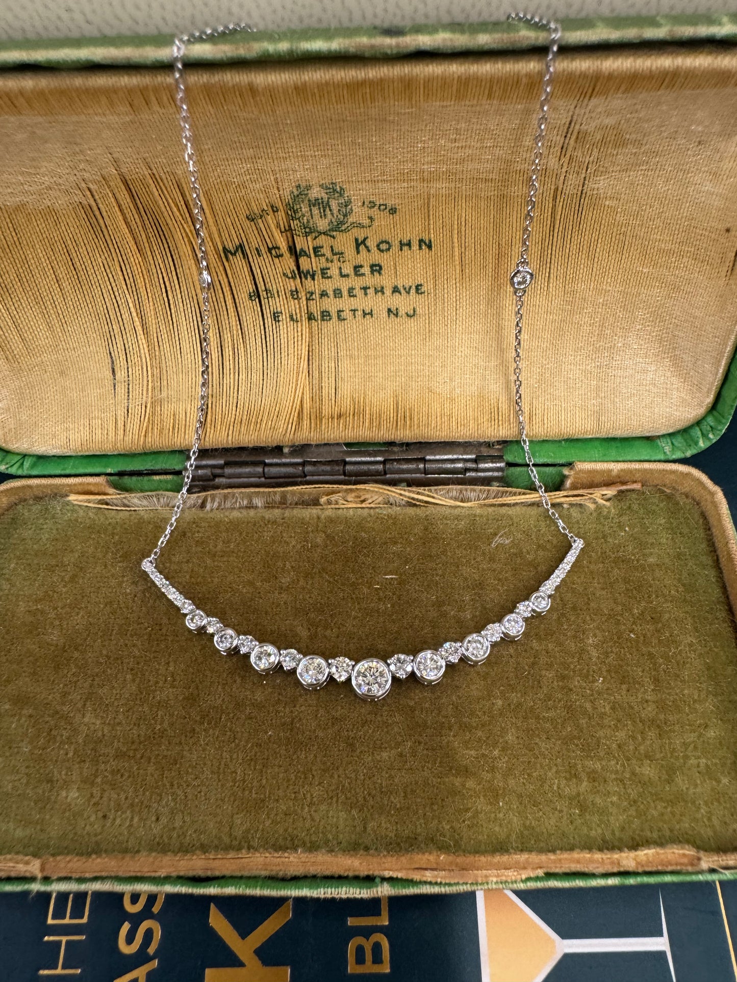 0.85ct Diamond Station Bar Necklace in Platinum