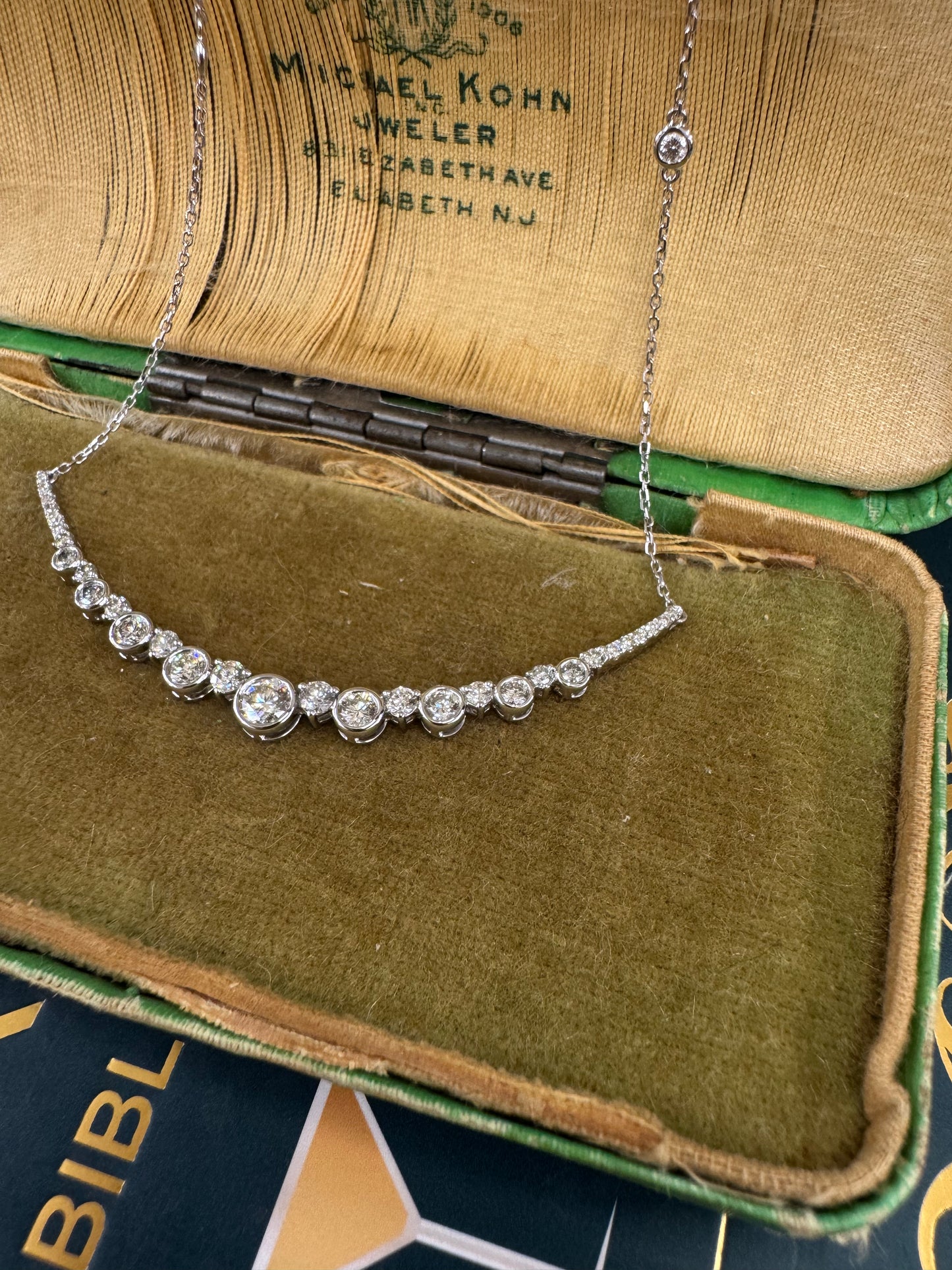 0.85ct Diamond Station Bar Necklace in Platinum
