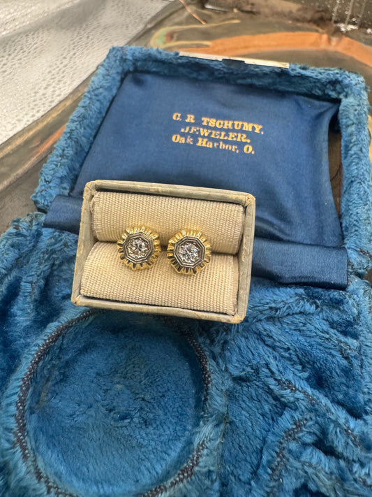 .20ct vintage two tone studs