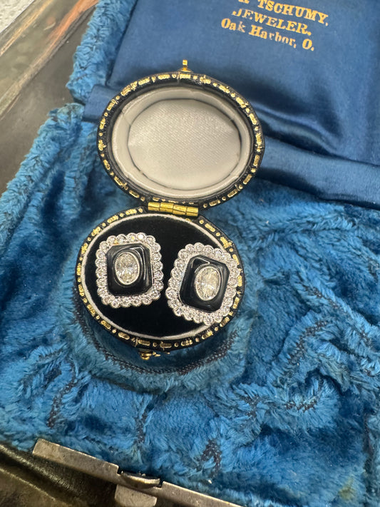 Black onyx and diamond vintage studs