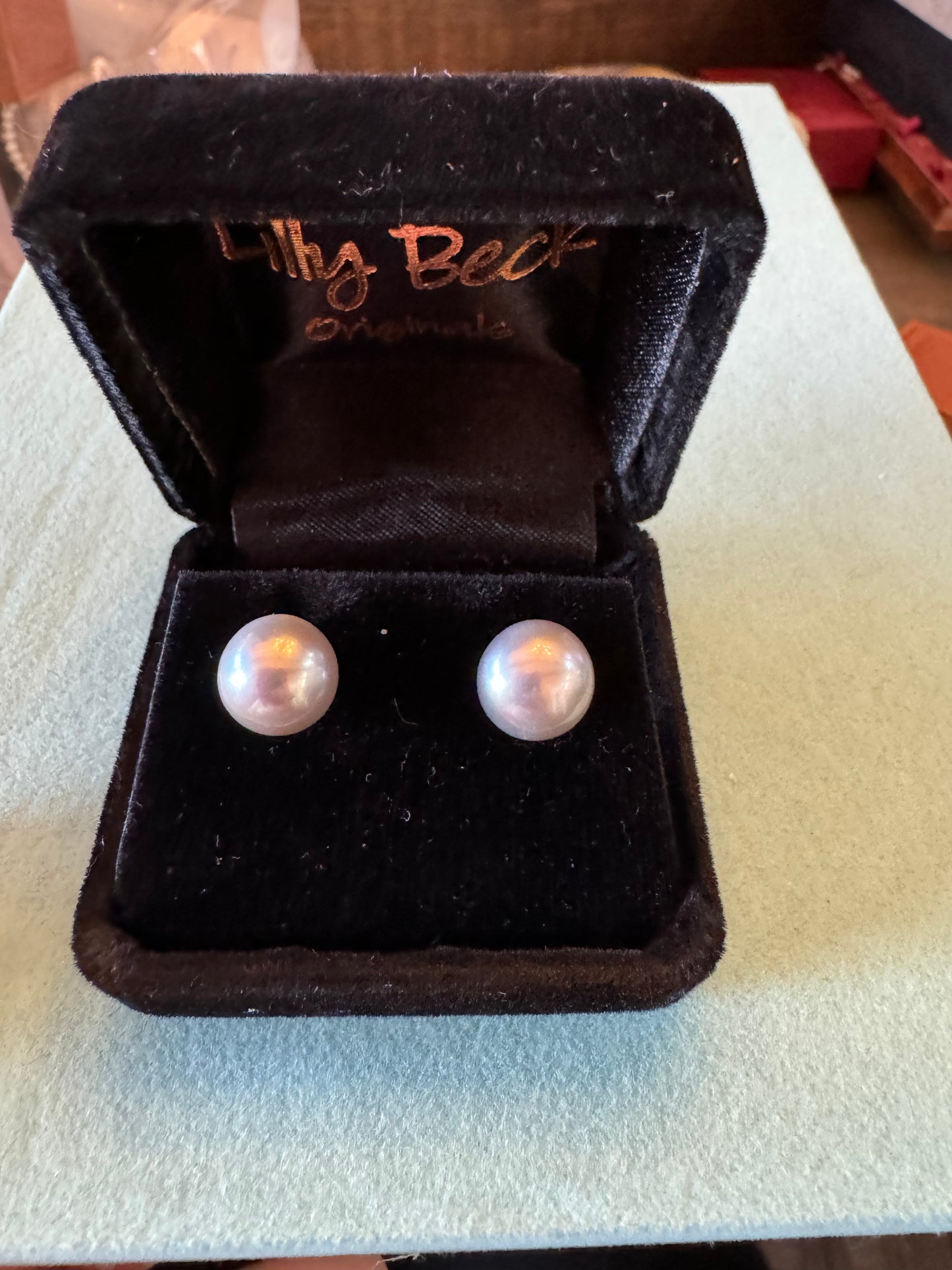 9.5mm  light  Grey Pearls 14k