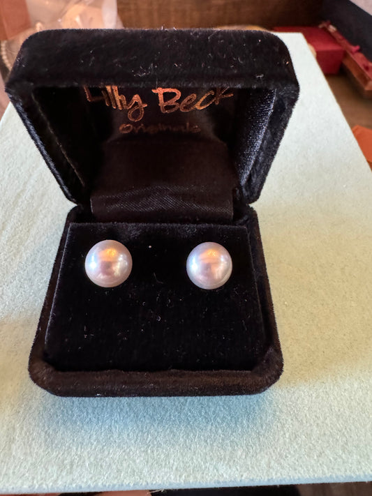 9.5mm  light  Grey Pearls 14k